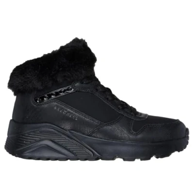 Image of Skechers UNO LITE Laceup ankle boots for kids, Size: 11.5K, Black Textile/synthetics