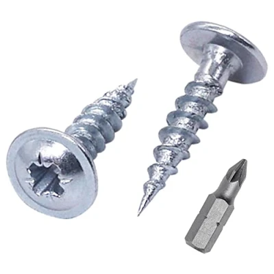 Image of SKIR&#039;CO (100 pcs) Zinc Plated Steel 3.5 x 10 mm Silver Wood Screws, Metal Wafer Head, Pozidriv, Self Tapping