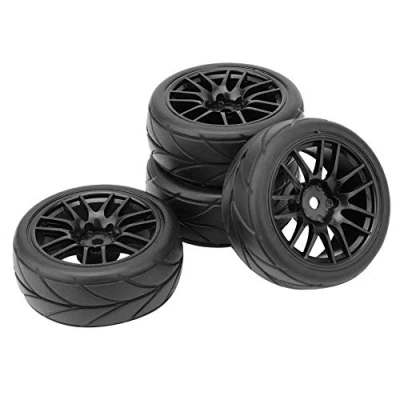 Image of RC Car Wheels, 4PCS Racing Rubber Tires Fit HSP HPI 9068 6081 1/10 On Road Wheel Rim