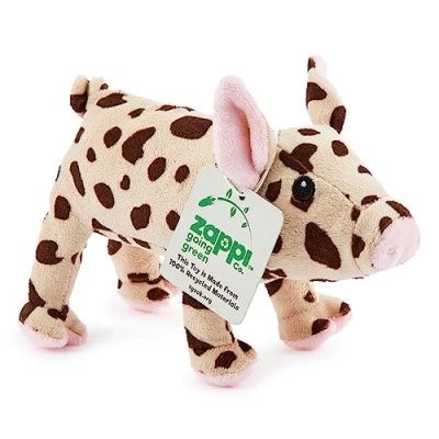 Image of Zappi Co 100% Recycled Plush Spotted Pig (17cm Length) Stuffed Soft Cuddly Eco Friendly animals Collection For New Born Child First kid