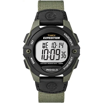 Image of Timex Men&#039;s Expedition Full Size Digital CAT Green/Black Mixed Material Strap Watch T49993