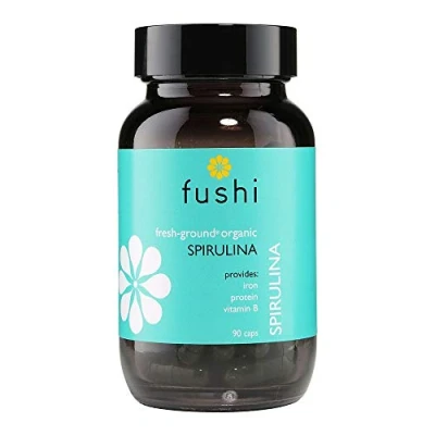 Image of Fushi Organic Spirulina 500 mg, 90 Caps Cold Processed Vegan Protein source Best for Iron, Protein, Vitamin B Ethical &amp; Society Approved Manufactured in the UK