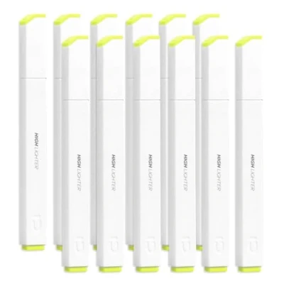 Image of M&amp;G Yellow Highlighter, 12 Pack High Lighters Highlighters No Bleeds Highliters Pens Neon Soft Bulk Clear View Bright Tip Marker for Books Home Office, Square