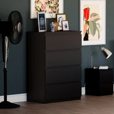 Image of Vida Designs Denver Drawer Chests (Black, 4 Drawer)