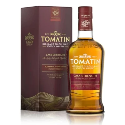Image of Tomatin Cask Strength Highland Single Malt Scotch Whisky 57.5% alcohol/vol 70cl Glass Bottle in Gift Box