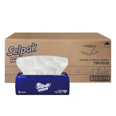 Image of Selpak Professional V Fold Paper Hand Towels, 2 Ply 2250 Sheets Disposable Interfold White Super Soft, Strong &amp; Highly Absorbent Towels for Dispenser, Towel