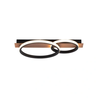 Image of JUST LIGHT. Trooper LED ceiling light, wood decor, 2 bulb
