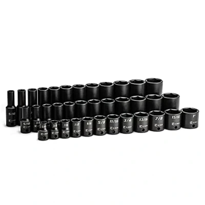 Image of Capri Tools 3/8 in. Drive Shallow, Semi Deep and Impact Socket Set, SAE, 5/16 to 1 in, 36 Piece