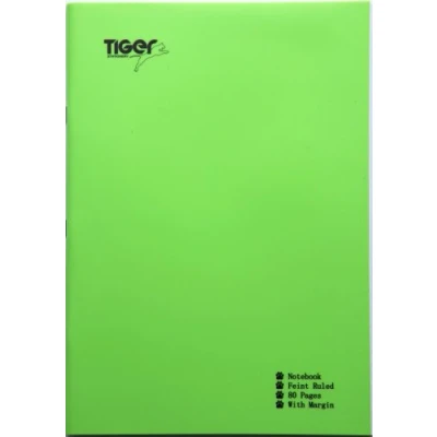 Image of Bright Green A4 Strong Plastic Cover Notebook Feint Ruled 80 Page Margin Exercise Book Notepad