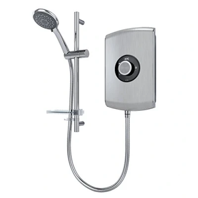 Image of Triton Showers REAMO8BRSTL Amore Slender Electric Shower, Brushed Steel, 8.5 KW