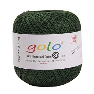 Image of golo Crochet Thread Size 30 for Hand Knitting Cotton Yarn (Army Green)10 890