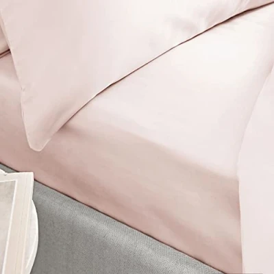 Image of Bianca 400 Thread Count Cotton Sateen King Fitted Sheet Blush Pink