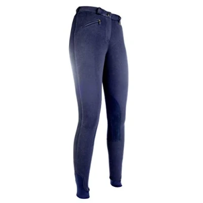 Image of Hkm 9064 Penny Easy Girls&#039; Jodhpurs, Knee Patch, Dark Blue/Dark Blue, 34