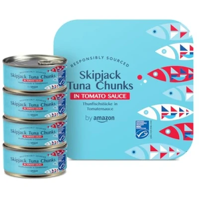 Image of by Amazon MSC Skipjack Tuna Chunks in Tomato Sauce, 4x145g