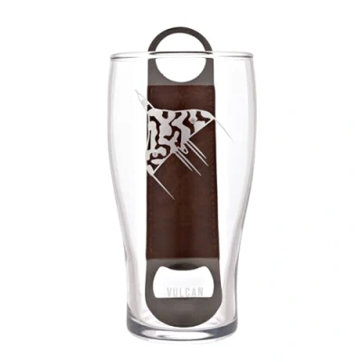 Image of Officially Licensed Royal Air Force RAF Pint Glass &amp; Bottle Opener Set Vulcan Etched Graphic Drinking Beer Home Bar, Kitchen Dining for Men, History Aviation 480ml / 16oz.