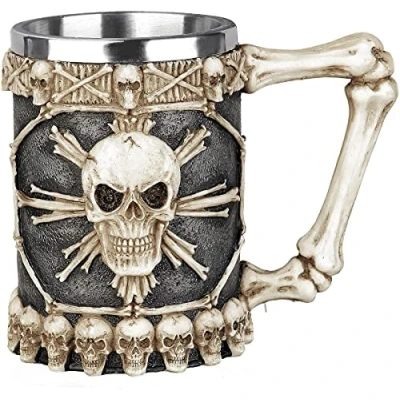 Image of Nemesis Now Large Tankard of Skulls Mug 18cm Ivory