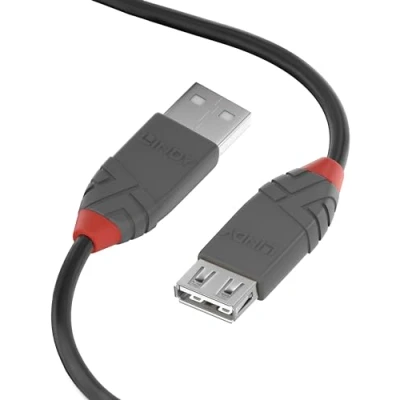 Image of LINDY 36701 USB 2.0 Type A Extension Cable, Anthra Line Black, 0.5m
