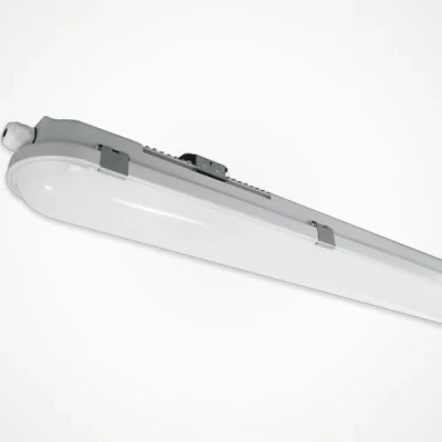 Image of LEDBRITE LED Batten Light Anti Corrosive 140Lm/W IP65 Rated Waterproof Polycarbonate Indoor &amp; Outdoor Vapour Proof Ceiling Garage Warehouse Strip (Microwave Sensor Emergency, 5ft)