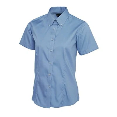 Image of UC704 Mid Blue 3XL Ladies Pinpoint Oxford Half Sleeve Shirt