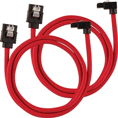 Image of Corsair CC 8900284 60cm Red Premium Braided Sleeved 90 SATA Data Cable