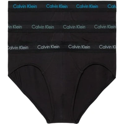 Image of Calvin Klein Men Hip Briefs Stretch Cotton Pack of 3, Black (B Vivid Bl/Arona/Sageb Grn Lgs), XS
