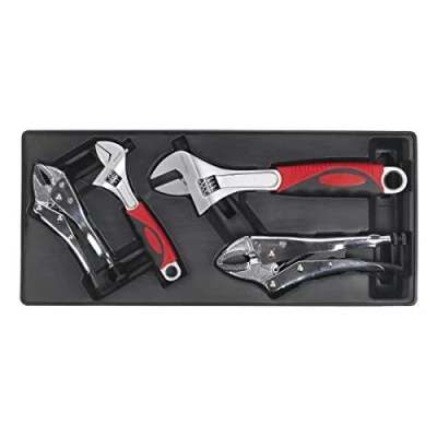 Image of Sealey Premier Tool Tray with Locking Pliers &amp; Adjustable Wrench Set 4pc