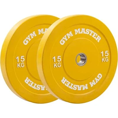 Image of GYM MASTER Pair of 2&quot; Coloured Rubber Bumper Plates for Olympic Barbell Weight Lifting