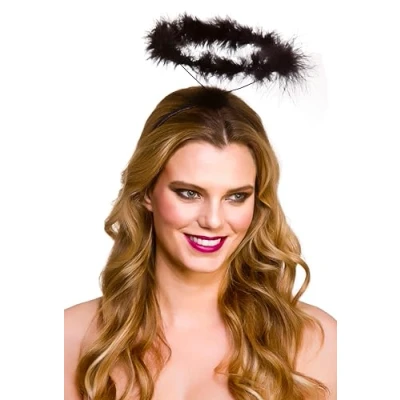 Image of Wicked Costumes Adult Unisex Black Feather Halo on Headband Fancy Dress Accessory