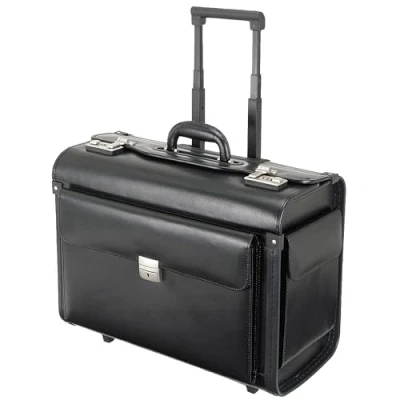 Image of Alassio 92301 SILVANA trolley pilot case, wheeled, imitation leather, black
