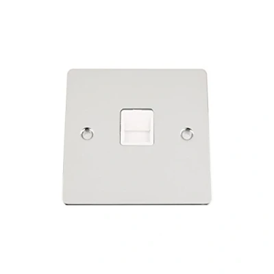 Image of Master Telephone BT Plug Socket Polished Chrome Flat White Insert