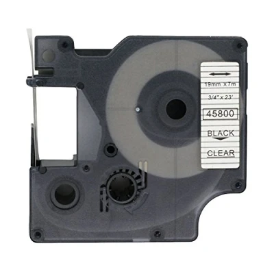 Image of Fassport 1 Pack Black on Clear Label Tape Compatible for DYMO D1 45800 19mm 3/4&quot;