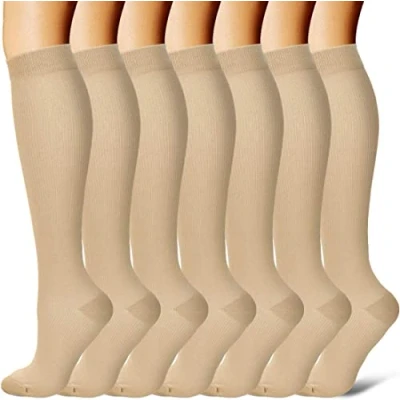 Image of Gcbiger Compression Socks for Men &amp; Women 7 Pairs Circulation 15 20 mmHg Best support Athletic, Nurse, Medical, Running
