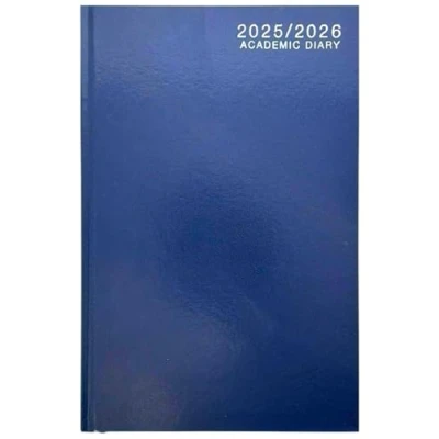 Image of 2025 2026 A5 WTV Academic Case bound Diary Hardback Week To View for Year Planner Business, Office, Home, Appointments (Blue)