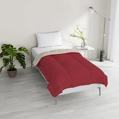 Image of Italian Bed Linen Two Tone Winter Duvet Dreams and Whims, Burgundy/Cream, Double 200 x cm