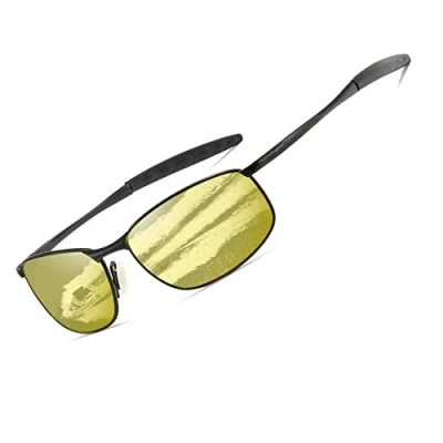 Image of kimorn Polarized Sunglasses For Men Retor Rectangle Frame Classic Sun Glasses K0535 (Black&amp;Yellow)