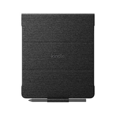 Image of Amazon Kindle Scribe Fabric Folio Case with Magnetic Attach (only fits Scribe), slim and lightweight cover, Black