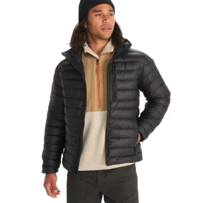 Image of Marmot Men&#039;s Highlander Hoody, Warm Down Jacket, Insulated Hooded Winter Coat, Breathable 700 FP Puffy, Lightweight Packable Outdoor Windproof, Black, S