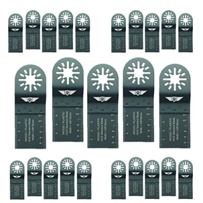 Image of 25 x 35mm TopsTools UN35F_25 Wood Cutting Blades Compatible with Bosch Fein (Non StarLock) Makita Milwaukee Einhell Ergotools Hitachi Parkside Ryobi Worx Workzone Multi tool Accessories