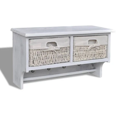 Image of vidaXL Wall Shelf White 60x23.5x33 cm Paulownia Wood