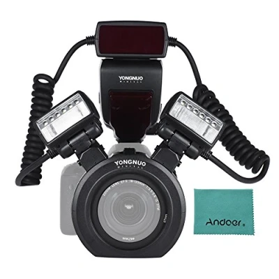 Image of YONGNUO YN24EX E TTL Macro Flash Speedlite 5600K with 2pcs Heads and 4pcs Adapter Rings Compatible Canon EOS 1Dx 5D3 6D 7D 70D 80D Cameras