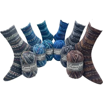 Image of Sock Wool Stocking Comfort Colour 4 Thread Set 6 x 100 g 420 m Run Length Multicoloured Gradient Pack 621
