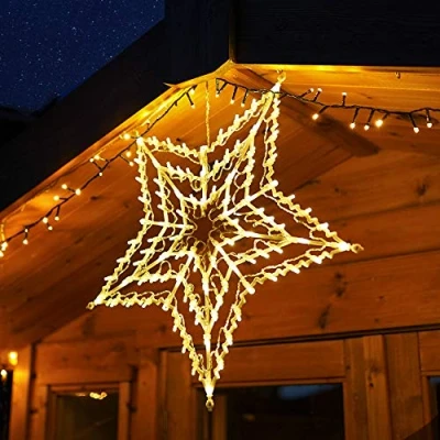 Image of 55cm Plug in Hanging Star Window Silhouette 100 LEDs Outdoor Christmas Decoration (Warm White)