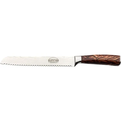 Image of Rockingham Forge Sunrise Collection 8&quot; Bread Knife, Stainless Steel with Resin Handles, Amber Brown