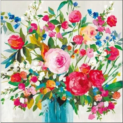 Image of Woodmansterne Artistic Female &#039;Happy Birthday&#039; Card Eco friendly &#039;In Bloom&#039; Bouquet of Flowers For Her UV Varnish Finish, Multicoloured
