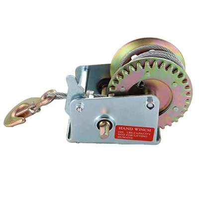 Image of Youyijia Hand Winch, 600lbs Crank Strap Gear Trailer Winch Caravan Puller with 8M Wire Rope Tool for Truck Ship Emergency Recovery