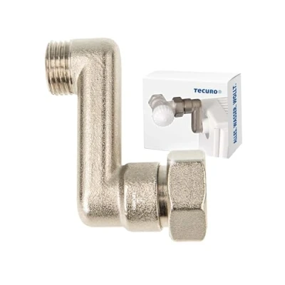 Image of tecuro Radiator, S connection, 50 mm height compensation, with Euro cone x AG, 3/4 inch 1/2 inch, nickel plated brass AGS