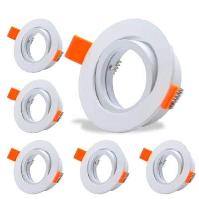 Image of COOINJOY 6X Modern GU10 Downlights for Ceiling, Round Brushed Matt White Aluminum Frame Recessed Ceiling Lights, Tilt Swivel Spotlight External Dimensions: 80mm, Cut Out Hole Size:68 80 mm