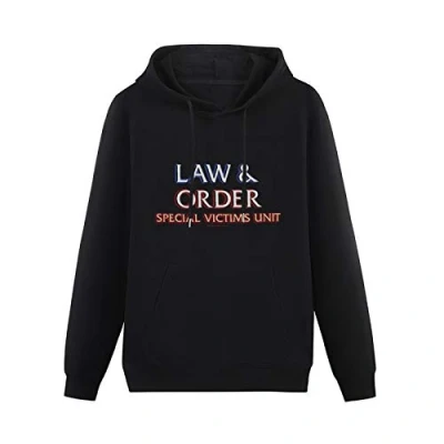 Image of kfr Long Sleeve Hooded Sweatshirt Law And Order Svu Logo Cotton Blend Hoody 3XL Black