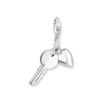 Image of THOMAS SABO 0349 001 12 Heart Lock Charm Pendant with in 925 Sterling Silver