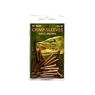 Image of Drennan E Sox Crimp Sleeves For Pike Fishing Pack Of 30: Camo Brown